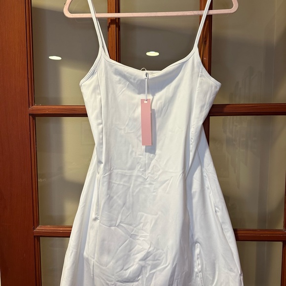 QINSEN White Spaghetti Strap Tennis Dress, Size Large - Picture 3 of 8